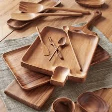 Tableware and kitchenware, of wood